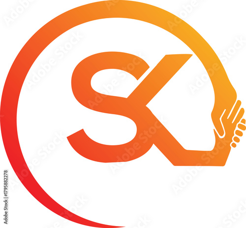 Handshak logo design. SK logo design. KS logo design