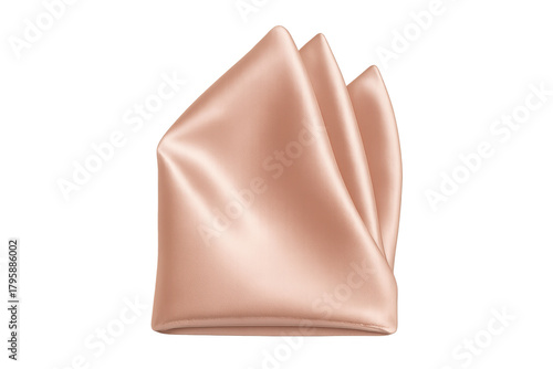 Rose gold satin pocket square showing elegant formal folding