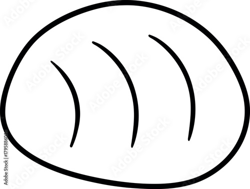 Black and White Line Art of Sourdough Bread Loaf