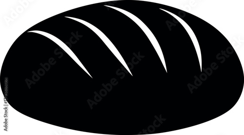 Minimalist Silhouette of Sourdough Bread Loaf Icon