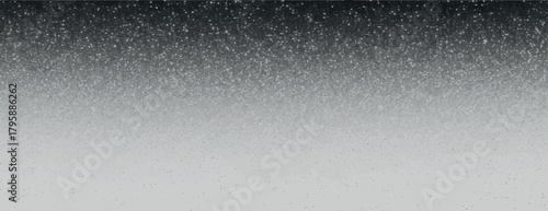 Grayscale gradient background with a speckled texture. The background transitions from dark gray to light gray, creating a textured effect. Gradient dark monochrome background. Gray background vector.