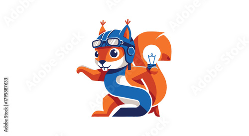 Cartoon squirrel pilot with a lightbulb
