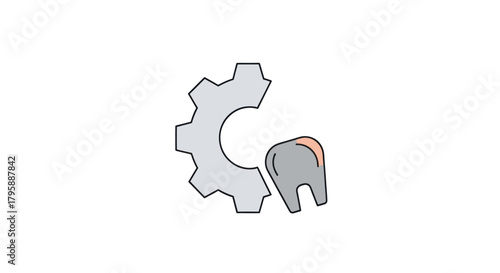 A gear and tooth icon