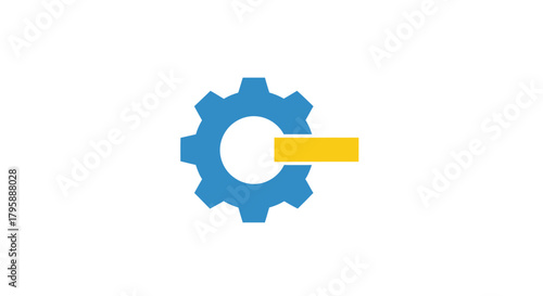 Blue gear with a yellow line going through it