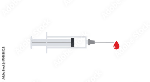 Medical syringe with blood droplet