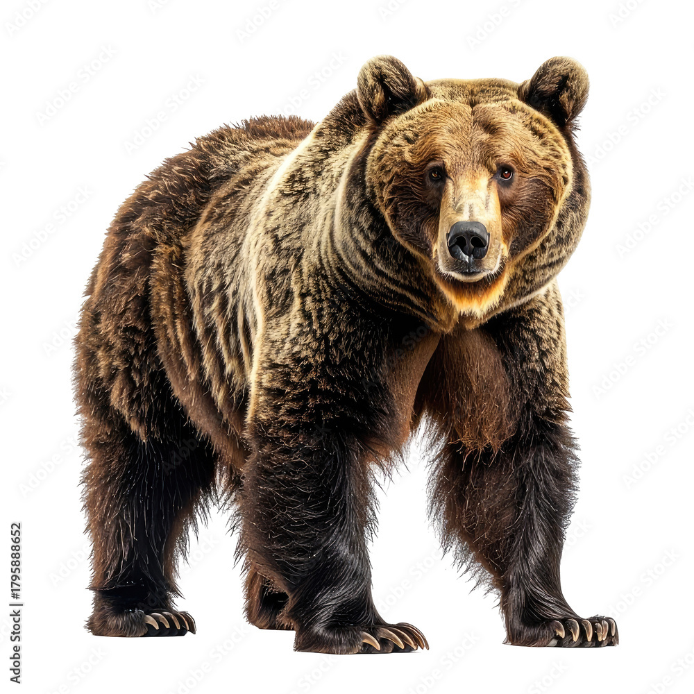 Fototapeta premium Majestic brown bear standing tall with thick fur and a powerful build