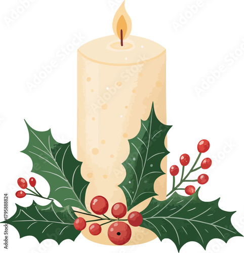 Holiday Candle Decoration – Flat Seasonal Vector Art