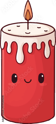 Cute Christmas Candle Vector – Solid Color Holiday Illustration