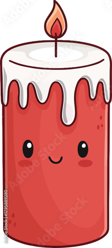 Cute Christmas Candle Vector – Solid Color Holiday Illustration