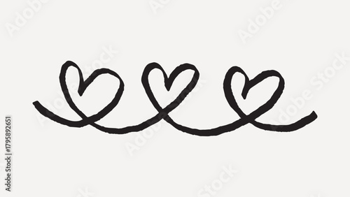 Playful intertwined heart doodles, Valentine's Day vector