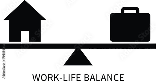 Work-Life Balance scale with house and briefcase icons