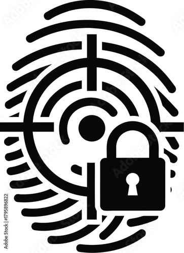 Biometric security scan with a thumbprint and lock icon