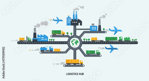 Global Logistics Hub - Interconnected Transportation Network for Efficient Supply Chain Management.