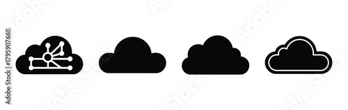 ai data cloud silhouette icon vector set.