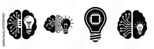 ai innovation silhouette icon vector set.