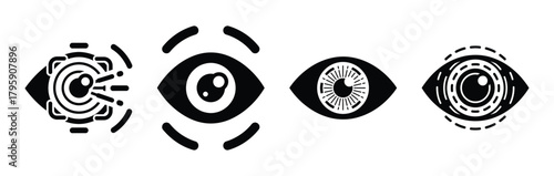 ai eye scan silhouette icon vector set.