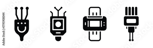 ai micro sensor silhouette icon vector set.