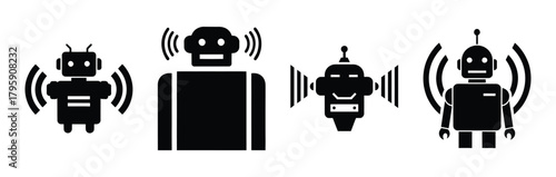 ai robotic eye silhouette icon vector set.
