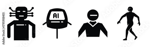 autonomous ai silhouette icon vector set.
