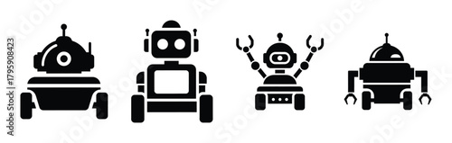 autonomous robot silhouette icon vector set.