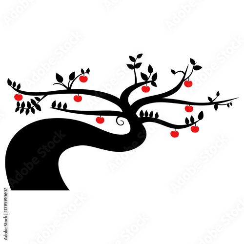 Arbol de manzanas con hojas