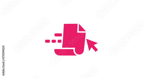 Pink icon of papers with cursor, suggesting action or sending