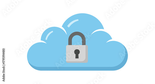 Cloud security a light blue cloud with a grey padlock overlayed