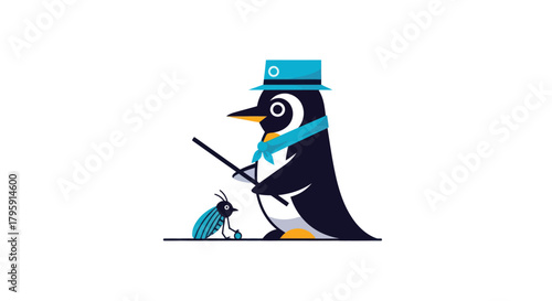 Dapper penguin w/bug friend