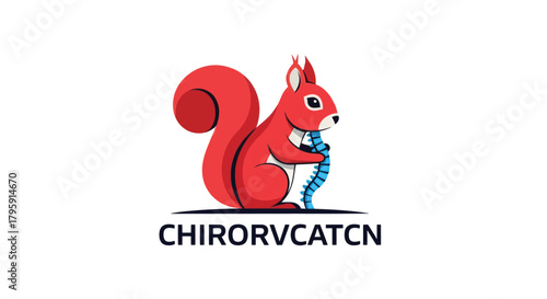 Cartoon-style squirrel with blue spine