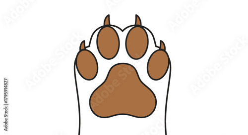 Graphic brown paw print with black outline
