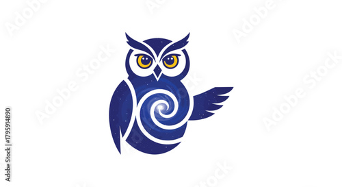 Stylized owl with a cosmic galaxy design inside