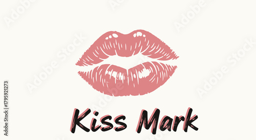 Passionate Pink Kiss Mark Logo Design Romantic Lips Artwork for Valentine s Day Love Beauty and Cosmetics Brands
