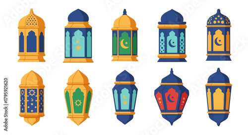 Vibrant Ramadan Lanterns Collection Islamic Decorative Ornaments for Festive Celebrations Cultural Events