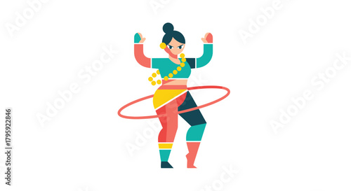 Geometric woman with hula hoop