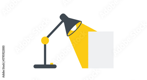 Illustration of a desk lamp shining on a blank sheet