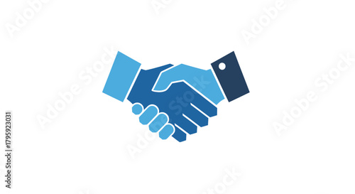 Blue handshake graphic