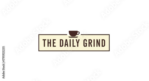 The Daily Grind" text with cup graphic in box