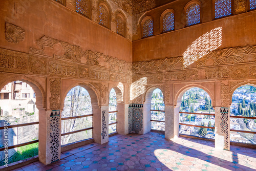 Architecture of medieval Nadrid palace in Alhambra, Granada, Spain