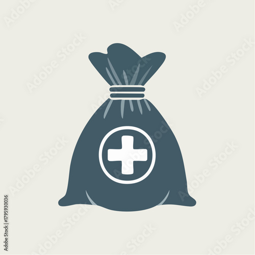 Bag of money with plus sign for financial gains or health benefits