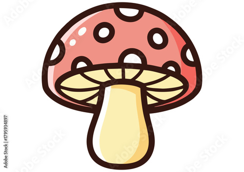 Stylized edible mushroom on a light blue background, vector illustration 
