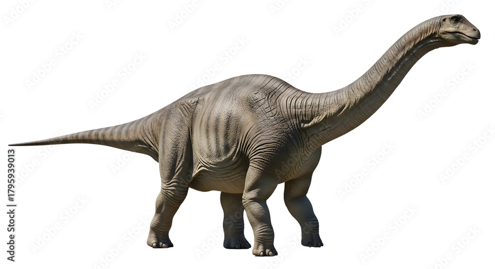 Fototapeta premium Massive sauropod dinosaur a prehistoric giant on white