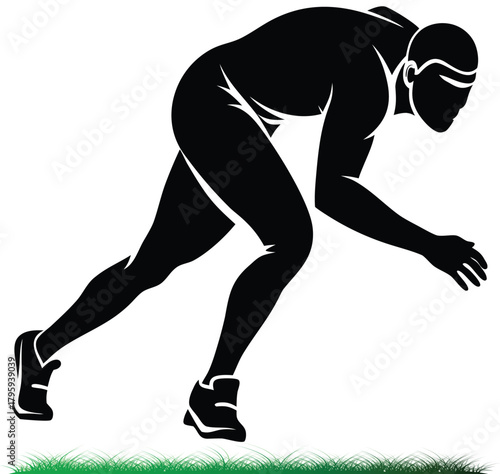 Silhouette illustration of an athlete getting ready for race