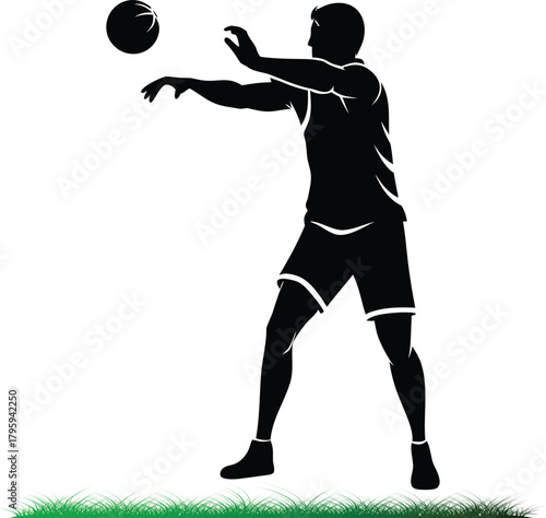 Volleyball player silhouette getting ready to set the ball