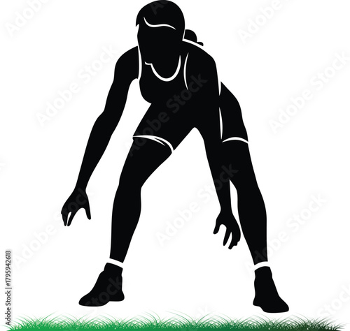 Female athlete silhouette in a ready position illustration