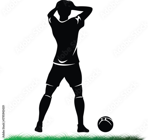 Frustrated football player silhouette standing after losing game