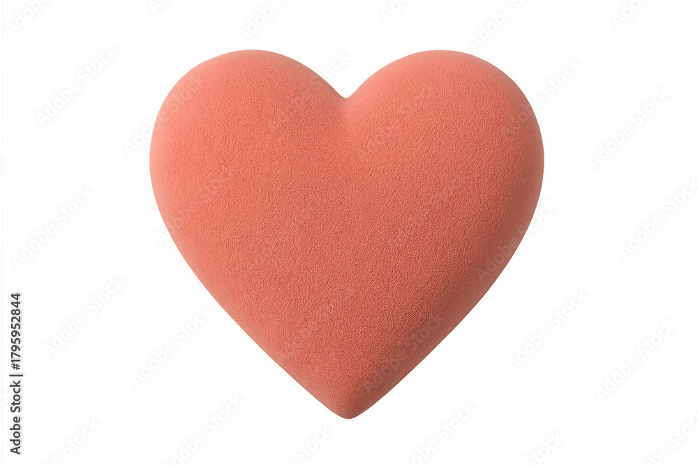 Fototapeta premium Coral velvet heart 3d rendering isolated on transparent background