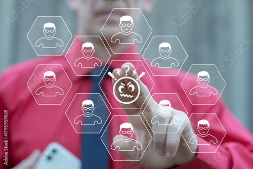 Hate speech, incitement to hatred and bullying as forms of social pressure. Social media interactions and cyber bullying problem. Business, financial, web, social concept. Complaints. E-Hating.