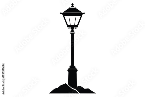 lamp post with snow cap vector icon silhouette