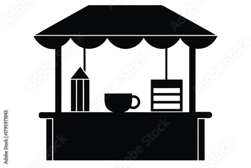 hot cocoa stall vector icon silhouette