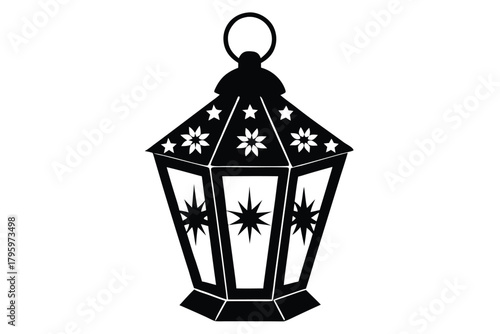 christmas lantern vector icon silhouette
